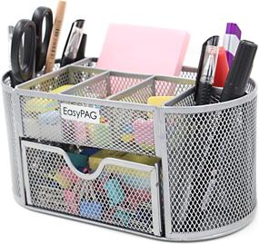 img 2 attached to EasyPAG Desk Organizer Mesh Desktop Office Supplies Multi-Functional Caddy Pen Holder Stationery With Drawer