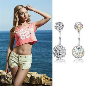 img 2 attached to 💎 Udalyn 8-Piece Rhinestone Pearl Navel Rings - Belly Button Ring Dangle Body Jewelry Set