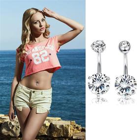 img 1 attached to 💎 Udalyn 8-Piece Rhinestone Pearl Navel Rings - Belly Button Ring Dangle Body Jewelry Set