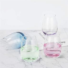 img 1 attached to 🍷 Colorful Stemless Wine Glasses Set - 4 Colored Wine Glass 15Oz for Any Occasion - Ideal Gift for Birthday, Wedding, Engagement or Christmas (Blue, Purple, Green, Rose Red)