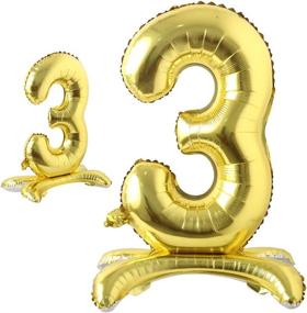 img 4 attached to 🎈 32 Inch Self Standing Gold Number 3 Balloon - Perfect Party Decoration for Weddings, Birthdays & Baby Showers