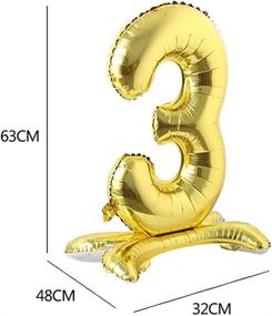 img 3 attached to 🎈 32 Inch Self Standing Gold Number 3 Balloon - Perfect Party Decoration for Weddings, Birthdays & Baby Showers