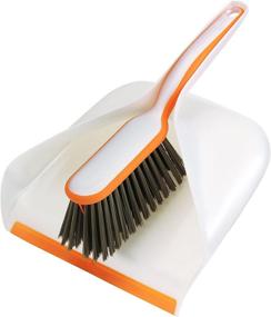 img 1 attached to 🧹 Bissell Smart Details Brush and Dustpan Set: Soft Touch Rubber Edges, White/Orange, 1764