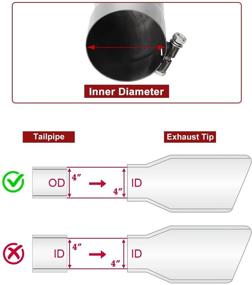 img 2 attached to 🔧 4 Inch Inlet 4" Outlet Diameter 12" Long Stainless Steel 304 Bolt On Tailpipe with Turned-Down Upower Diesel Exhaust Tip