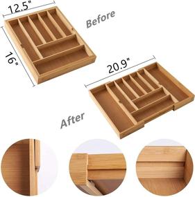 img 3 attached to 🍴 Organize Your Kitchen with YCOCO Bamboo Expandable Utensil Holder and Cutlery Tray: Ultimate Drawer Organizer for Flatware - 7-9 Slots!