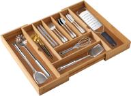 🍴 organize your kitchen with ycoco bamboo expandable utensil holder and cutlery tray: ultimate drawer organizer for flatware - 7-9 slots! логотип