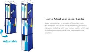 img 2 attached to 🗂️ Convenient and Space-saving Hanging Locker Ladder Organizer by Del Design - Ideal for School, Work, and Gym Storage - 3 Shelves - 9x5.5x38 Inches - Sleek Black Design