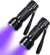 🔦 renook 21 leds mini uv black light flashlight - 395nm detector for dog pet urine stains, bed bugs, and scorpions - authenticate currency, fluorescent agent detection - mother's must-have camping tool - 2 pack logo