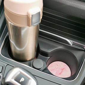 img 3 attached to Набор из 6 подстаканников для автомобиля AD: стильные розовые мраморные керамические камни с легким снятием и корковой основой для чистых автомобилей