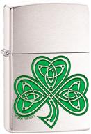 🍀 stylish irish celtic chrome zippo lighter featuring the shamrock clover knot logo