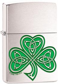 img 2 attached to 🍀 Stylish Irish Celtic Chrome Zippo Lighter featuring the Shamrock Clover Knot