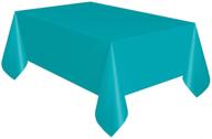 teal plastic tablecloth 108 54 logo