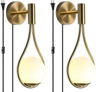 🌟 bokt modern glass wall lamp gold sconces - stylish mid-century bedroom wall light (2-pack) логотип