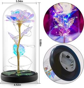 img 2 attached to Unique Glass Rose Flower Gift for Mom, Christmas Decorations, Galaxy Flower Rose with LED Lights in Glass Dome - Ideal Gifts for Mother, Her, and Kids (Colorful)