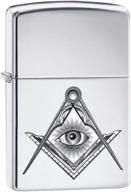 🔥 zippo lighter: masonic compass and square - high polish chrome 79242 - a symbol of prestige and elegance logo