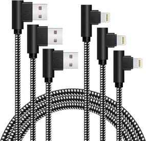 img 4 attached to 🔌 Game-Changing 6ft 90 Degree iPhone Connecting Cable [3-Pack] - Durable & Fast Charging - Compatible with iPhone Xs Max/XS/XR/7/7Plus/X/8/8Plus/6S/6S Plus/SE - Black White