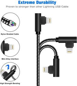 img 3 attached to 🔌 Game-Changing 6ft 90 Degree iPhone Connecting Cable [3-Pack] - Durable & Fast Charging - Compatible with iPhone Xs Max/XS/XR/7/7Plus/X/8/8Plus/6S/6S Plus/SE - Black White