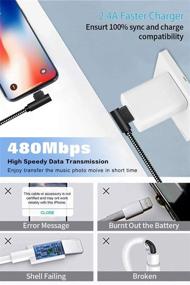 img 2 attached to 🔌 Game-Changing 6ft 90 Degree iPhone Connecting Cable [3-Pack] - Durable & Fast Charging - Compatible with iPhone Xs Max/XS/XR/7/7Plus/X/8/8Plus/6S/6S Plus/SE - Black White