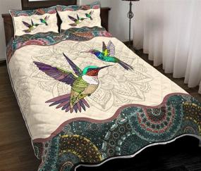 img 1 attached to 🕊️ Hummingbird Vintage Mandala Quilt Set | King Queen Size | Soft Warm All Season Comfort | Ideal Christmas Gift | Queen (90x80 inches)