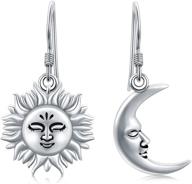 🌙 proess sun and moon sterling silver hook earrings: dangle drop jewelry for women, girls; perfect gifts for birthdays, graduation, and anniversaries logo