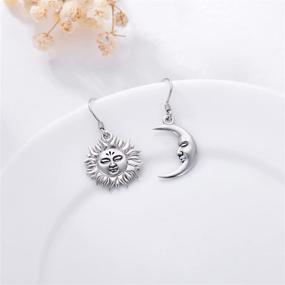 img 2 attached to 🌙 PROESS Sun and Moon Sterling Silver Hook Earrings: Dangle Drop Jewelry for Women, Girls; Perfect Gifts for Birthdays, Graduation, and Anniversaries