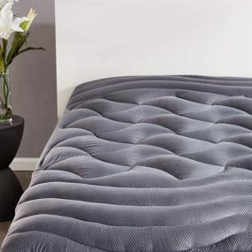 img 4 attached to 🛏️ SLEEP ZONE Premium Queen Mattress Pad: Zoned Cooling, Breathable, and Quilted Soft Cover - Fluffy Protector Topper with Deep Pocket, Elastic Skirt - Grey, Queen (Upto 21 inch)