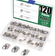 keadic 120pcs 3030 series t nuts: m4 m5 m6 hammer head fastener assortment kit for aluminum profile - carbon steel nickel plated in organizing box logo