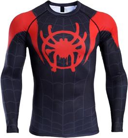 img 4 attached to Unleash Your Superpowers with the Men's Compression Shirt from Into The Spider-Verse Collection