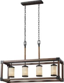 img 4 attached to 🏖️ Sea Gull Lighting Dunning Island Pendant 6613304-846 with Creme Parchment Glass Shades in Stardust Finish