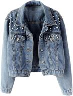 flygo womens trucker jacket distressed logo