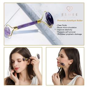 img 3 attached to Amethyst Roller by Esmee Luxury: 💎 Natural Anti-aging Facial Massager for Face and Eyes