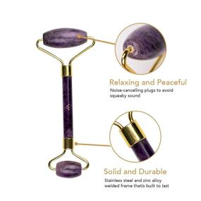 img 2 attached to Amethyst Roller by Esmee Luxury: 💎 Natural Anti-aging Facial Massager for Face and Eyes