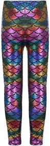 img 2 attached to Loxdonz Mermaid Stretch Leggings Cerise Girls' Clothing