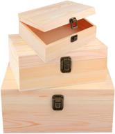 📦 трехштучный комплект незаконченных деревянных сундуков adxco: декоративные сосновые ящики с замком для рукоделия, искусства, хобби, проектов, бижутерии и хранения дома. логотип