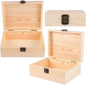 img 2 attached to 📦 ADXCO 3 Pack Unfinished Wood Treasure Chest: Decorative Pine Box with Locking Clasp for Crafts, Art, Hobbies, Projects, Jewelry & Home Storage