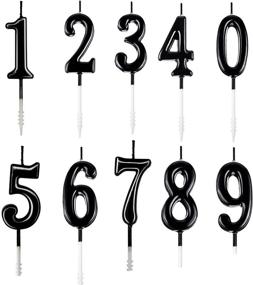 img 4 attached to 🎂 10-Piece Numeral Birthday Candles - Cake & Party Decorations for All Ages, Numbers 0-9 in Black