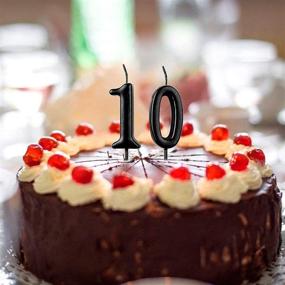 img 3 attached to 🎂 10-Piece Numeral Birthday Candles - Cake & Party Decorations for All Ages, Numbers 0-9 in Black