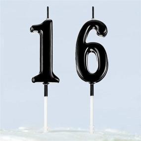 img 1 attached to 🎂 10-Piece Numeral Birthday Candles - Cake & Party Decorations for All Ages, Numbers 0-9 in Black
