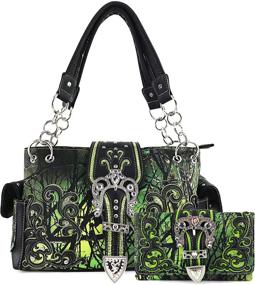img 4 attached to Justin West Camouflage Rhinestone Crossbody Women's Handbags & Wallets for Crossbody Bags
