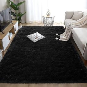 img 4 attached to 🏠 Wondo Ultra Soft Area Rug: Plush & Fluffy Shag Carpet for Bedroom, Living Room, Nursery, and Playroom – Stylish Home Decoration Floor Rug, 4X6ft, Black