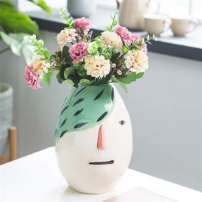 img 1 attached to 🌸 Tenforie Ceramic Flower Vase: Hand-Painted Dolomite Pot for Stylish Indoor Home Decor and Wedding Centerpieces