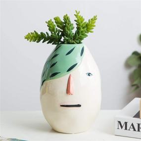 img 4 attached to 🌸 Tenforie Ceramic Flower Vase: Hand-Painted Dolomite Pot for Stylish Indoor Home Decor and Wedding Centerpieces