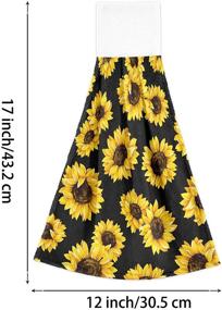 img 1 attached to 🌻 Set of 2 Golden Sunflower Hand Towels - Ultra Soft and Absorbent Kitchen Towels with Hanging Loop, Retro Floral Design for Bathroom and Home Décor - Perfect Christmas and New Year Gifts