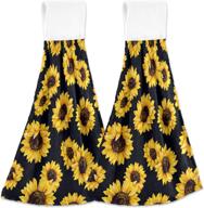 🌻 set of 2 golden sunflower hand towels - ultra soft and absorbent kitchen towels with hanging loop, retro floral design for bathroom and home décor - perfect christmas and new year gifts logo