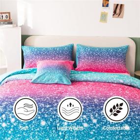 img 2 attached to 🌈 6Pcs Twin Size Gradient Glitter Comforter Sets for Kids Teen Girls - Colorful Rainbow Coverlet Set, All-Season Ultra Soft Bedding Collections