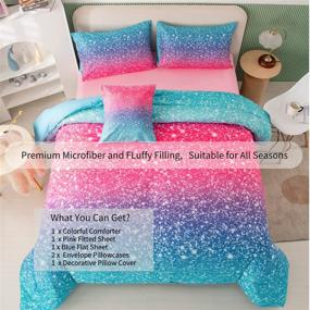 img 3 attached to 🌈 6Pcs Twin Size Gradient Glitter Comforter Sets for Kids Teen Girls - Colorful Rainbow Coverlet Set, All-Season Ultra Soft Bedding Collections