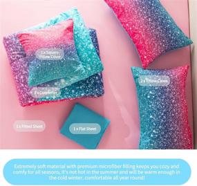 img 1 attached to 🌈 6Pcs Twin Size Gradient Glitter Comforter Sets for Kids Teen Girls - Colorful Rainbow Coverlet Set, All-Season Ultra Soft Bedding Collections