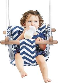 img 4 attached to 👶 Safe Baby Hanging Swing Seat Chair for Toddler, Infant Swings, Outdoor Indoor Swing for Toddlers, Canvas Toddler Swing With Comfortable Backrest Cushion and Durable PE Rope, Baby Hammock Chair