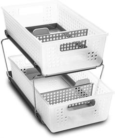 img 4 attached to 🗄️ madesmart 2-Tier Frost Organizer with Handles and Dividers - Multi-Purpose Slide-Out Storage Baskets