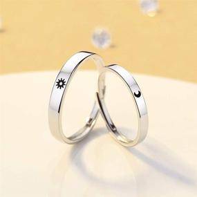 img 1 attached to 💍 Sunny & Lunar Love: 925 Sterling Silver Promise Rings for Couples - Ideal for Weddings & Engagements